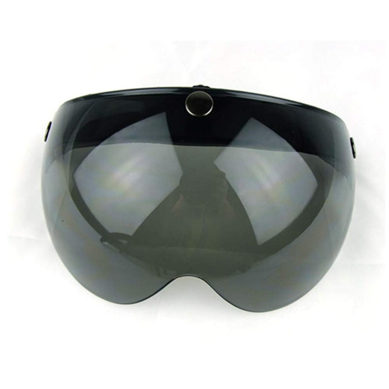 WANCAR Universal Motorcycle Retro Pilot-Style Standard 3 Snap-Button Visor Flip Up Down Open Face Helmet Wind Shield(Dark Smoke) - Image 1